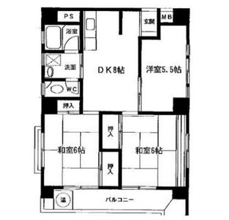 東京都北区岩淵町 賃貸マンション 3DK