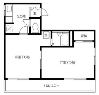 東京都北区栄町 賃貸マンション 2K